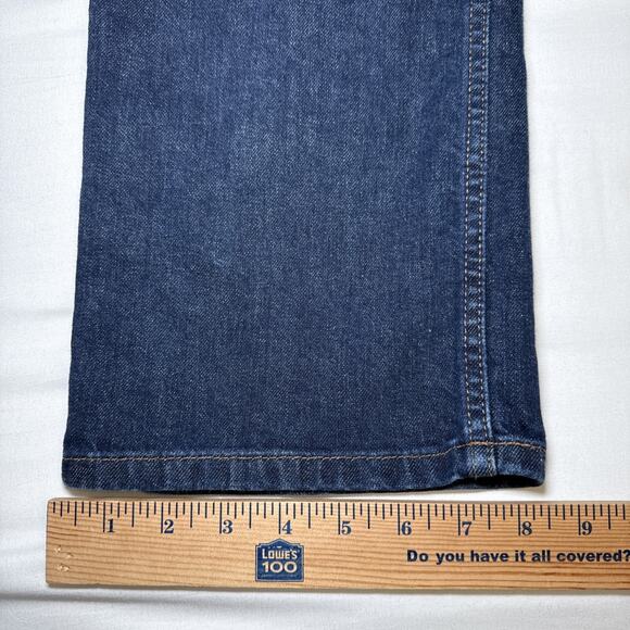 Eddie Bauer Mens Jeans 34X34 Dark Blue Denim Straight Mid Rise Stretch EUC - Picture 12 of 16